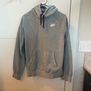 Nike Men's Gray Hoodie with White Logo